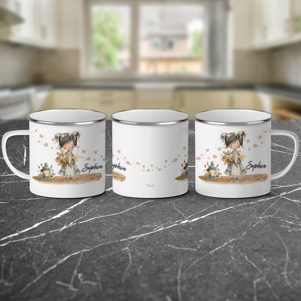 Personalized Girl with Flowers Custom Name Mug product
