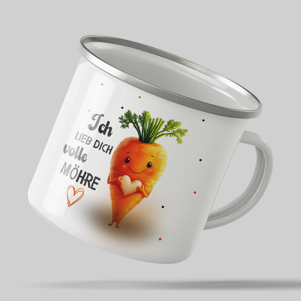 Emaille Tasse Ich lieb dich volle Möhre lustige Karotten mit Name personalisiert & Motiv | Geschenkidee (7488) - von Mikalino