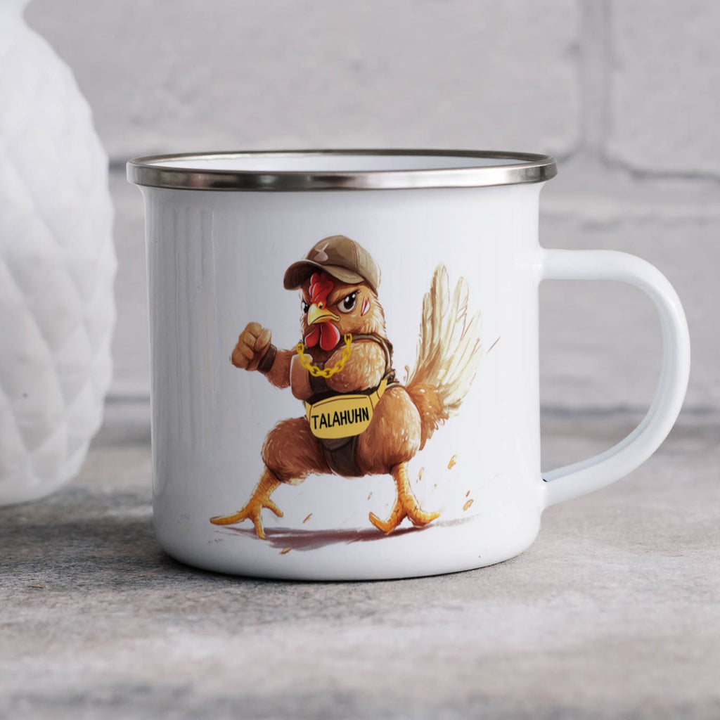 Emaille Tasse Lustiges Hähnchen Grafik Design Tassen Geschenk mit Name personalisiert & Motiv | Geschenkidee (7498) - von Mikalino