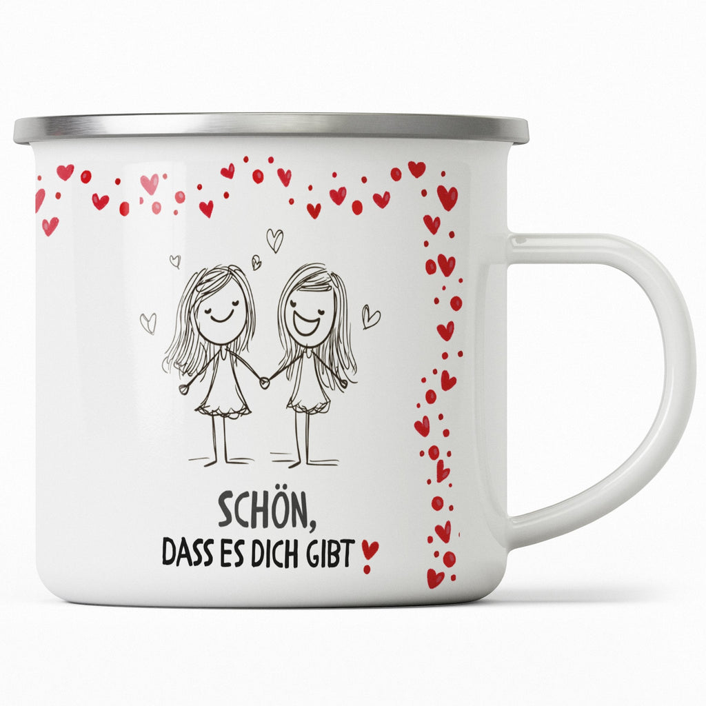 Emaille Tasse Schön dass es dich gibt mit Name personalisiert & Motiv | Geschenkidee (7497) - von Mikalino