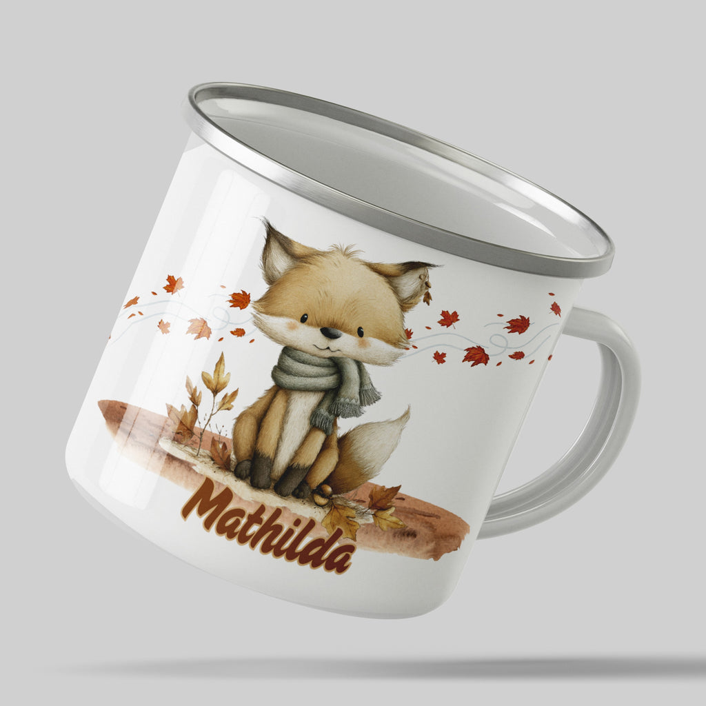 Cute Fox with Scarf and Leaves Design Mug product