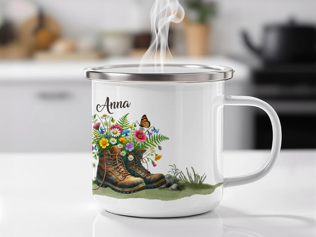 Custom Nature Boots and Flowers Design Mug product type