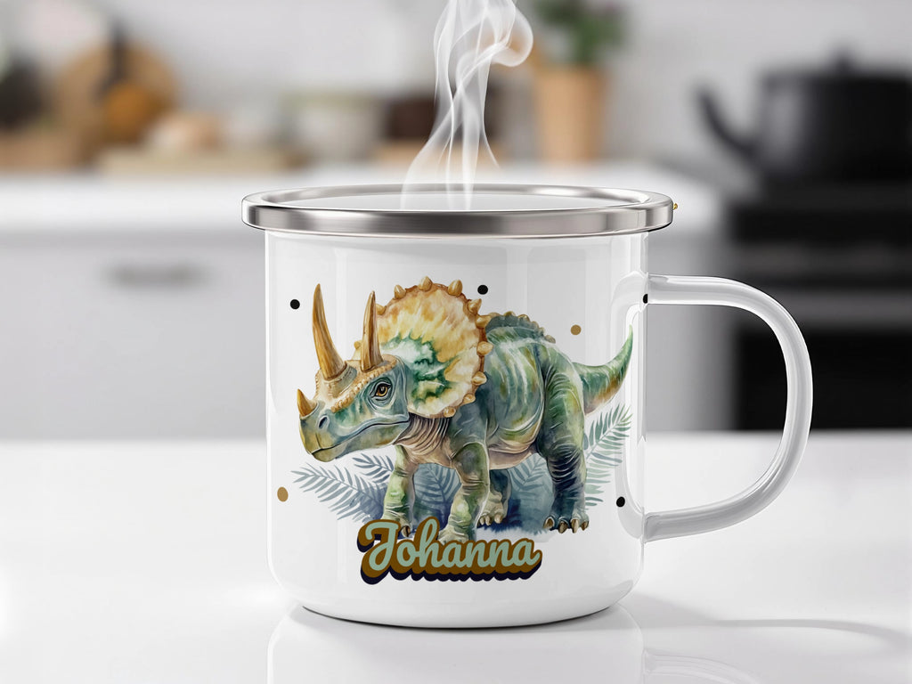 Personalized Dinosaur Themed Enamel Mug Product