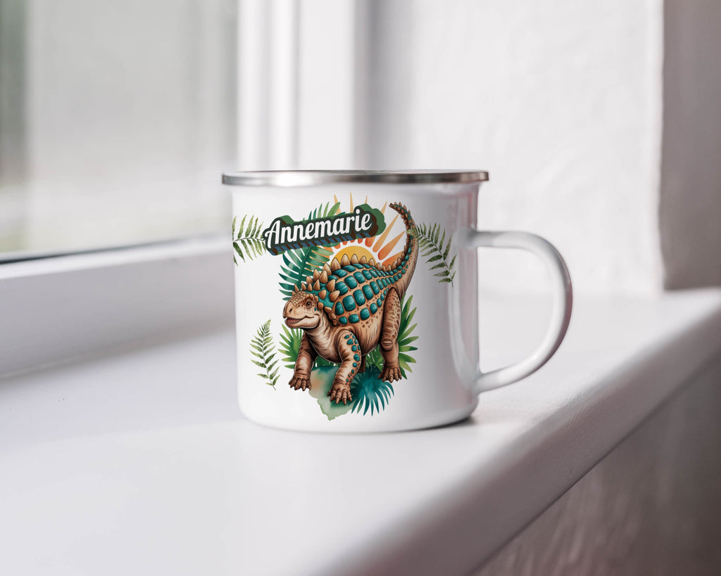 Personalized Dinosaur Design Enamel Mug Custom Name product