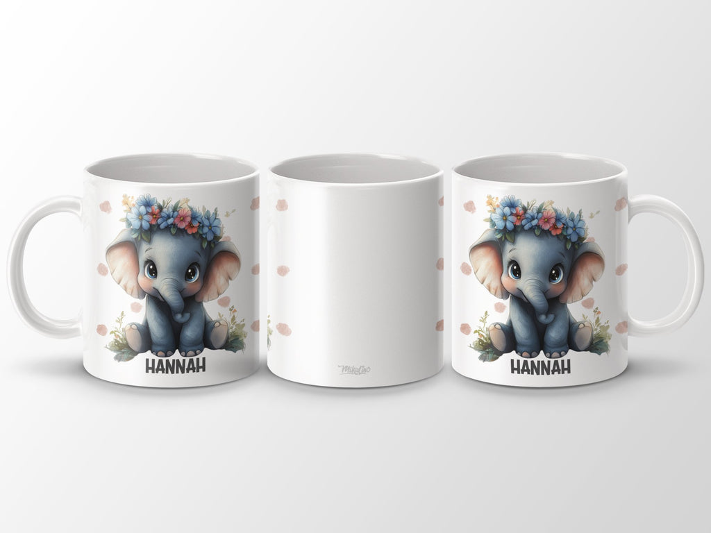 Keramik Tasse mit Wunschname Elefant - von Mikalino