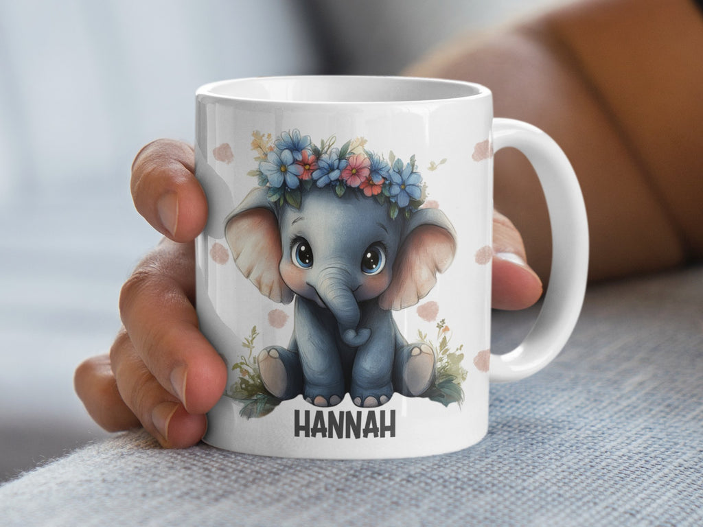 Keramik Tasse mit Wunschname Elefant - von Mikalino