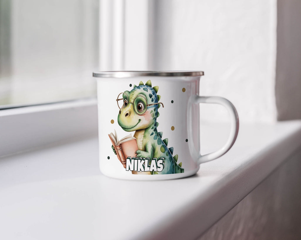 Cute Dinosaur Reading Book Design Personalized Mug Product