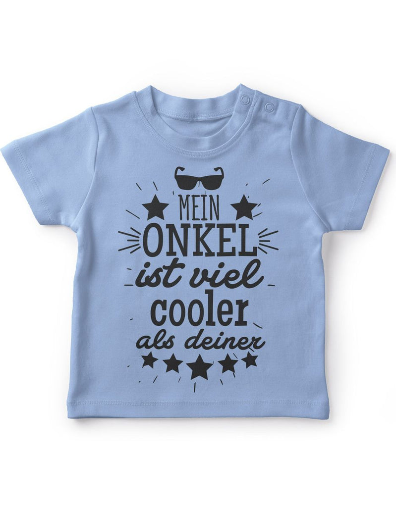 Mikalino Baby / Kinder T-Shirt mit Spruch für Jungen Mädchen Unisex kurzarm Mein Onkel ist viel cooler als deiner v2 | handbedruckt in Deutschland | Handmade with love - von Mikalino