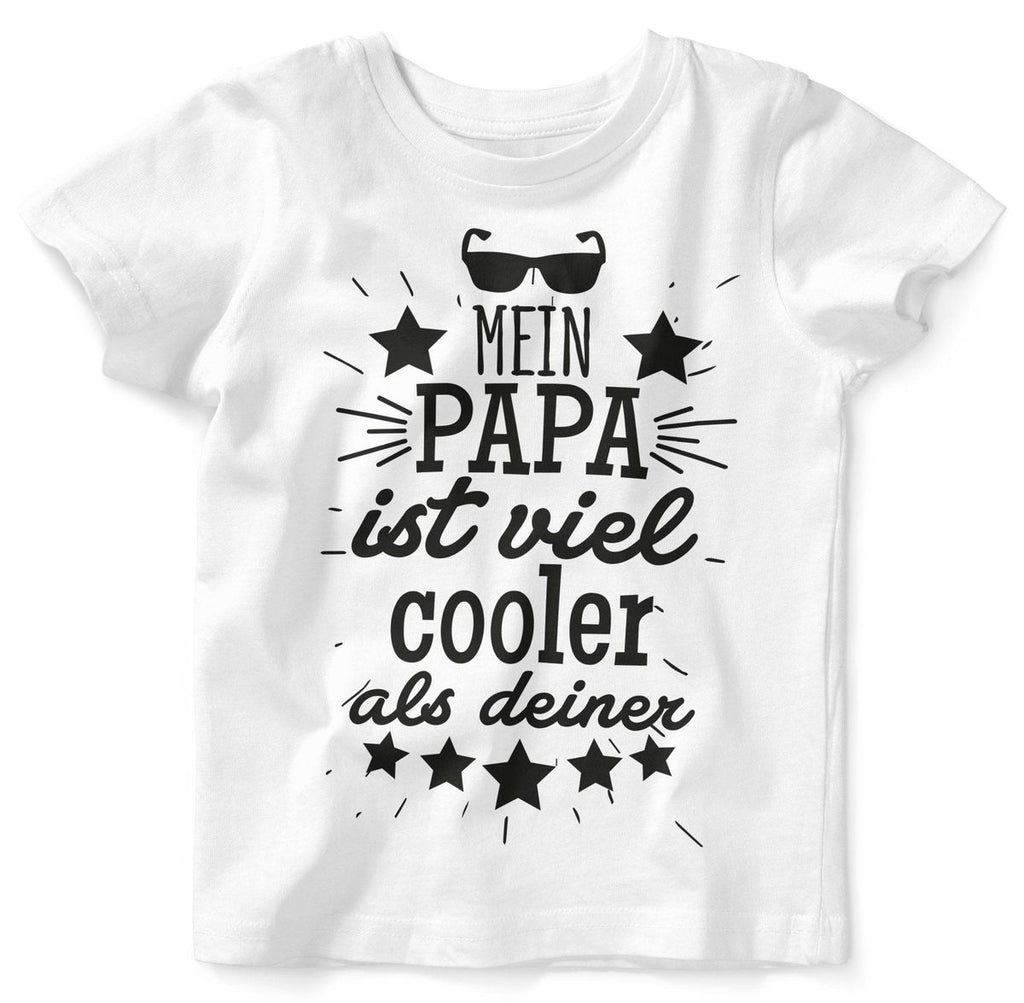 Mikalino Baby / Kinder T-Shirt mit Spruch für Jungen Mädchen Unisex kurzarm Mein Papa ist viel cooler als deiner v2 | handbedruckt in Deutschland | Handmade with love - von Mikalino