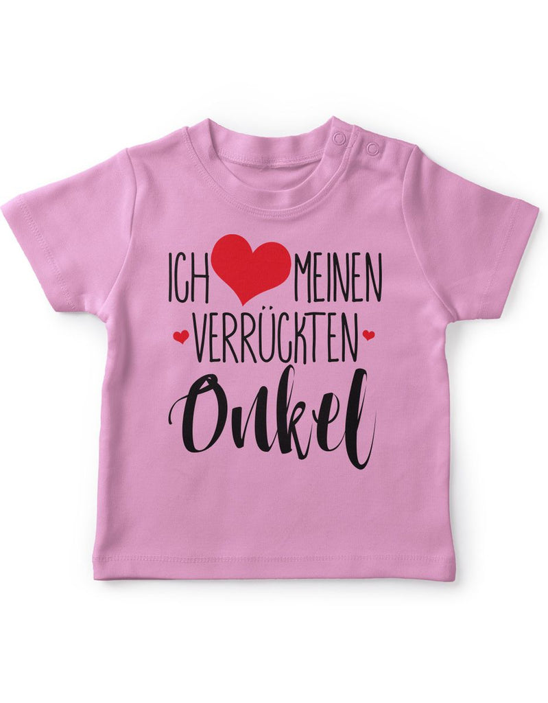 Mikalino Baby / Kinder T-Shirt mit Spruch für Jungen Mädchen Unisex kurzarm Ich liebe meinen verrückten Onkel | handbedruckt in Deutschland | Handmade with love - von Mikalino