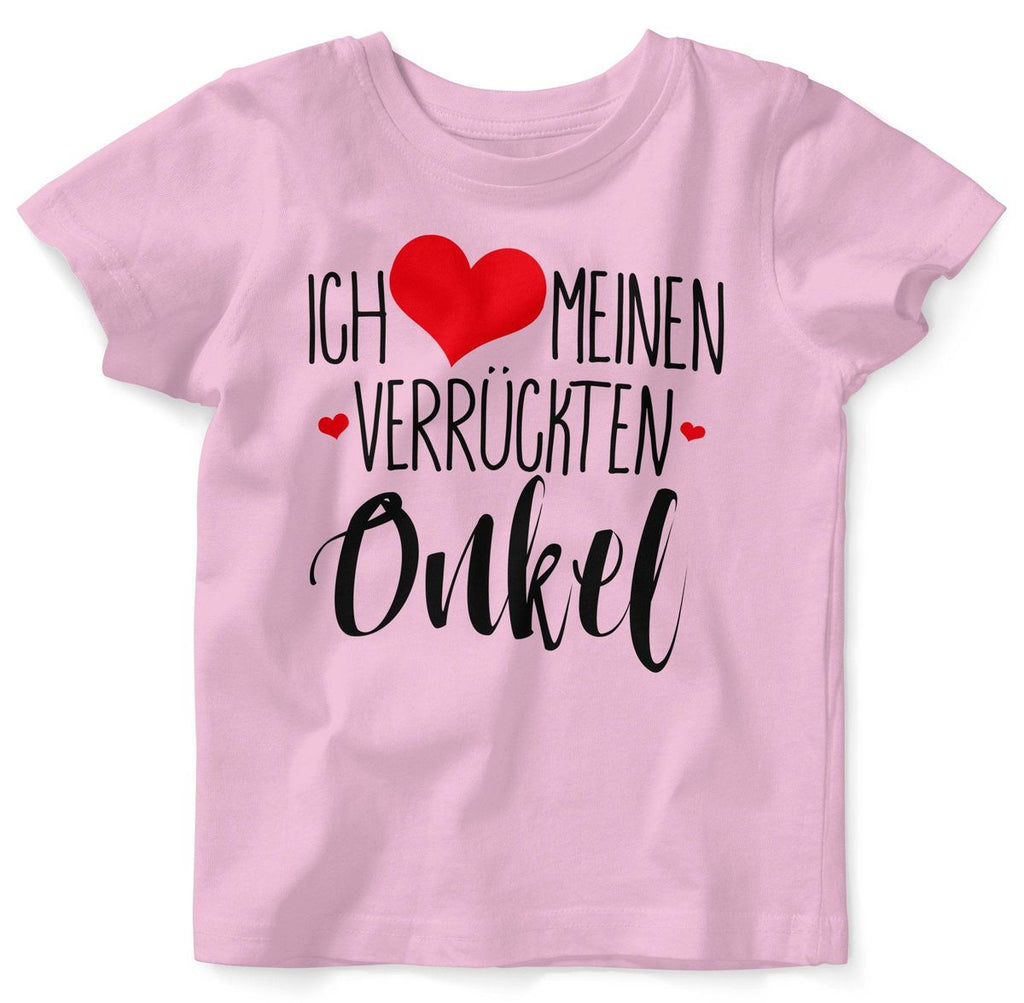 Mikalino Baby / Kinder T-Shirt mit Spruch für Jungen Mädchen Unisex kurzarm Ich liebe meinen verrückten Onkel | handbedruckt in Deutschland | Handmade with love - von Mikalino