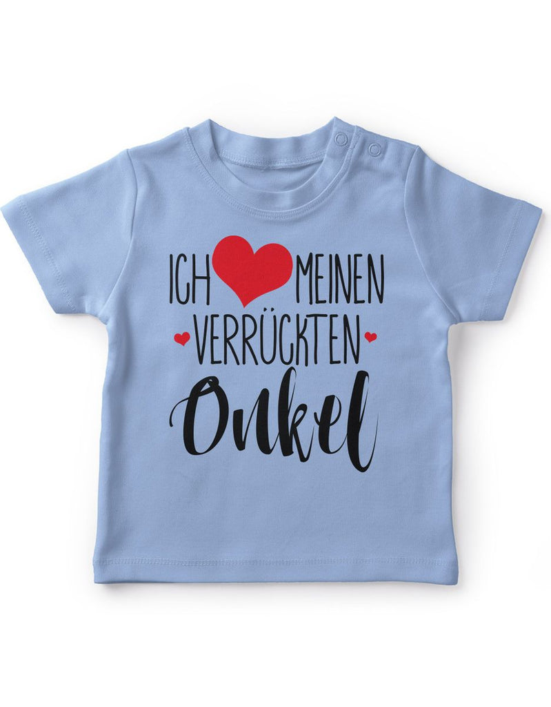 Mikalino Baby / Kinder T-Shirt mit Spruch für Jungen Mädchen Unisex kurzarm Ich liebe meinen verrückten Onkel | handbedruckt in Deutschland | Handmade with love - von Mikalino