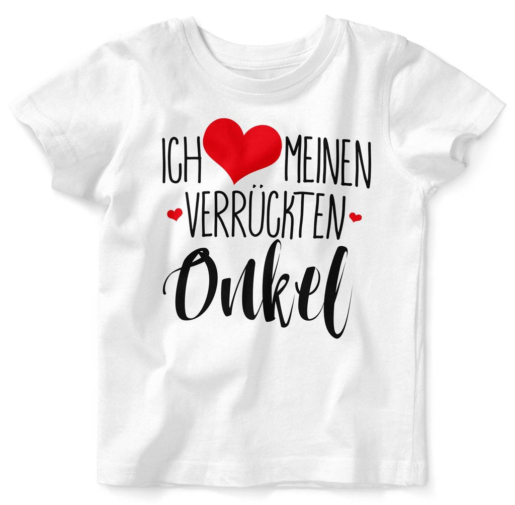 Mikalino Baby / Kinder T-Shirt mit Spruch für Jungen Mädchen Unisex kurzarm Ich liebe meinen verrückten Onkel | handbedruckt in Deutschland | Handmade with love - von Mikalino