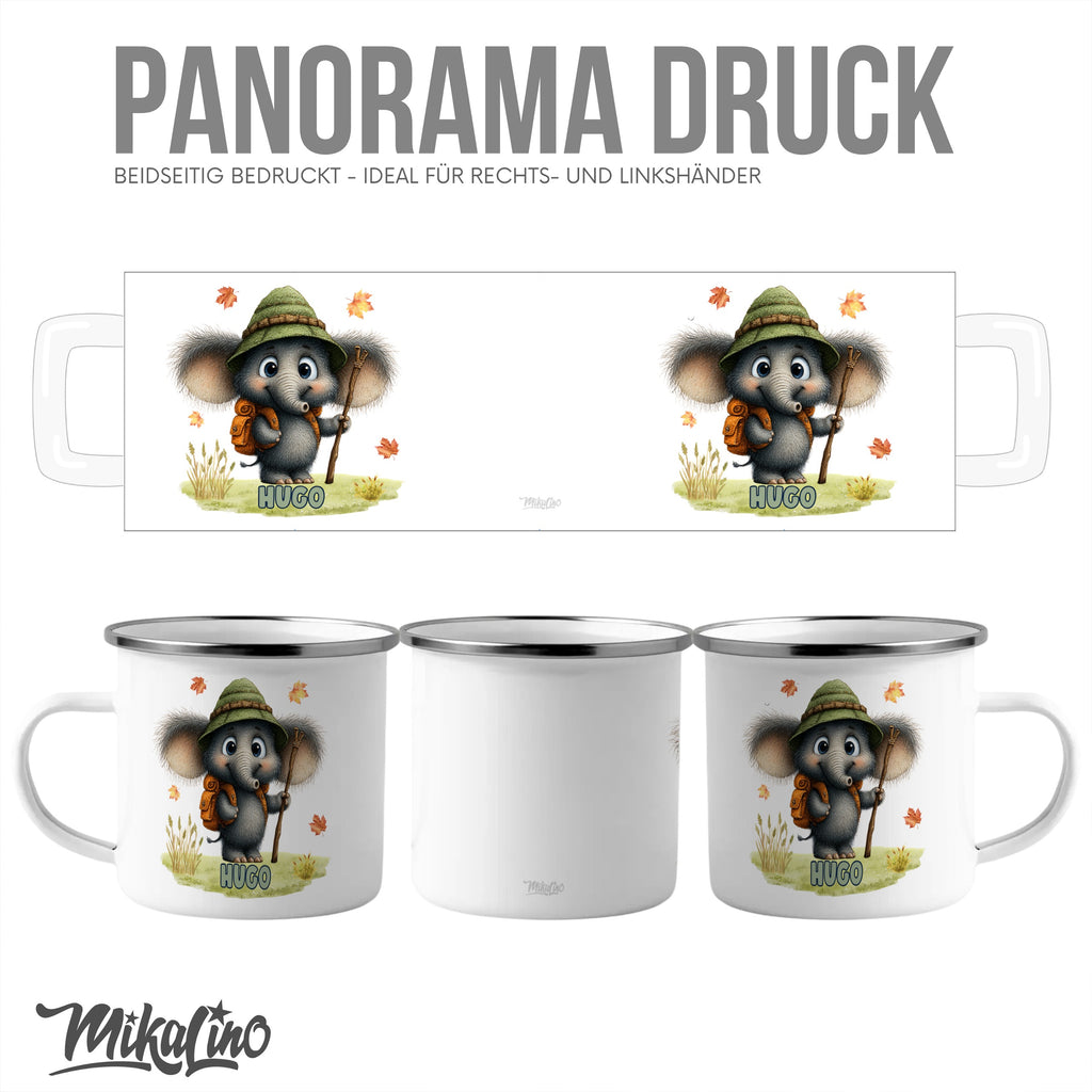 Cute Bear with Hat and Backpack Enamel Mug product type