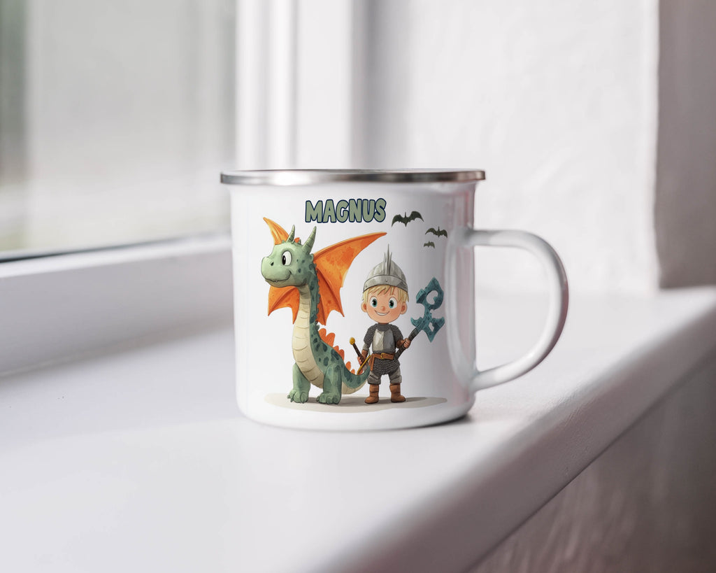 Personalized Kids Mug with Dragon and Knight product type