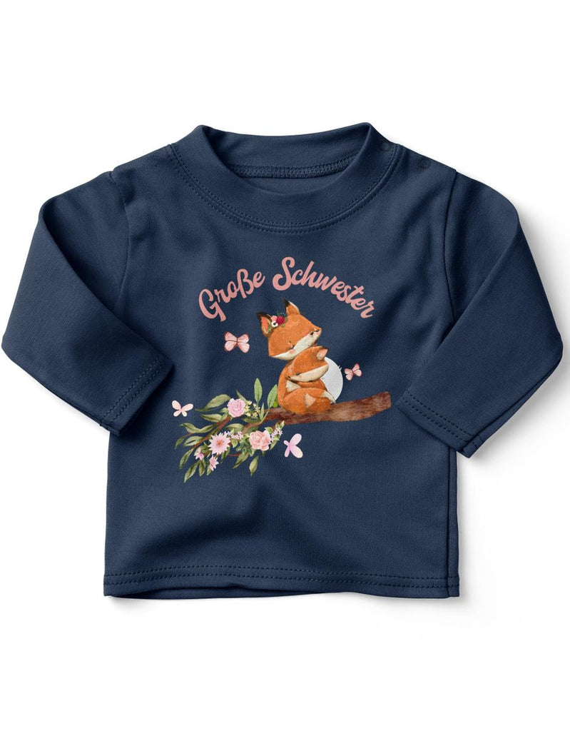 Baby / Kinder Longsleeve langarm Große Schwester Fuchs - von Mikalino