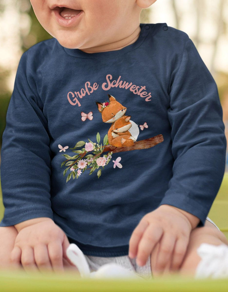 Baby / Kinder Longsleeve langarm Große Schwester Fuchs - von Mikalino