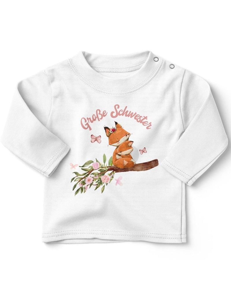 Baby / Kinder Longsleeve langarm Große Schwester Fuchs - von Mikalino