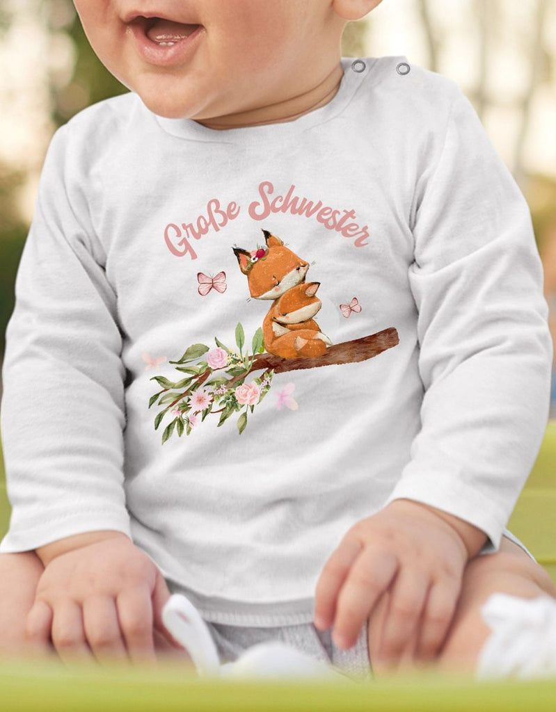 Baby / Kinder Longsleeve langarm Große Schwester Fuchs - von Mikalino