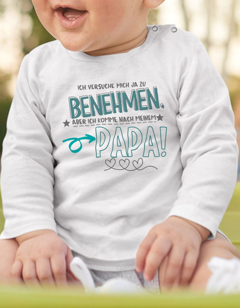 Baby / Kinder Longsleeve langarm Ich versuche mich ja zu benehmen - von Mikalino