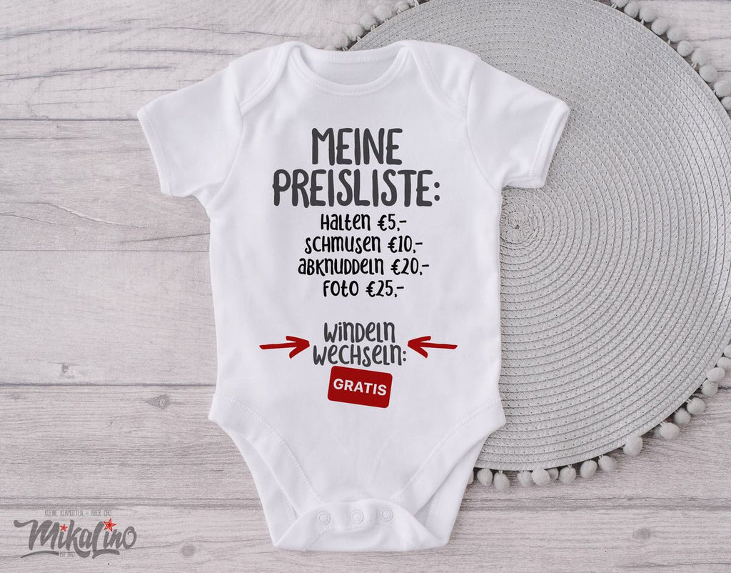 Babybody kurzarm Meine Preisliste - von Mikalino