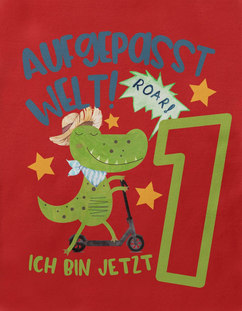 Baby / Kinder T-Shirt kurzarm Aufgepasst Welt ich bin jetzt 1 - von Mikalino