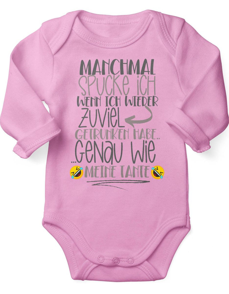 Babybody Langarm Manchmal spucke ich wenn ich zuviel getrunken habe Tante - von Mikalino