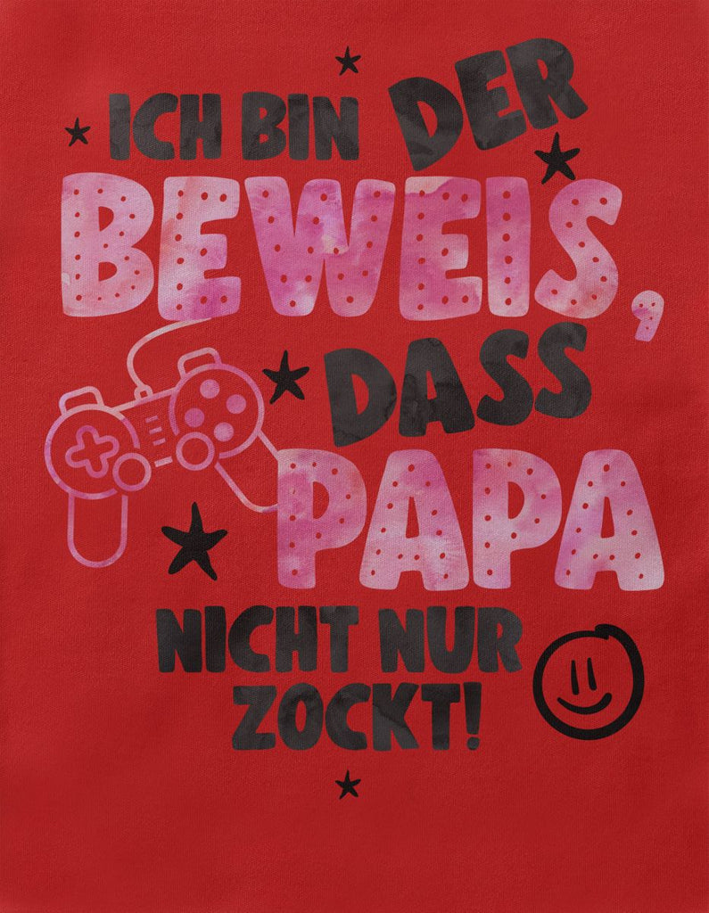 Babybody kurzarm Ich bin der Beweis, dass Papa nicht nur zockt rosa - von Mikalino