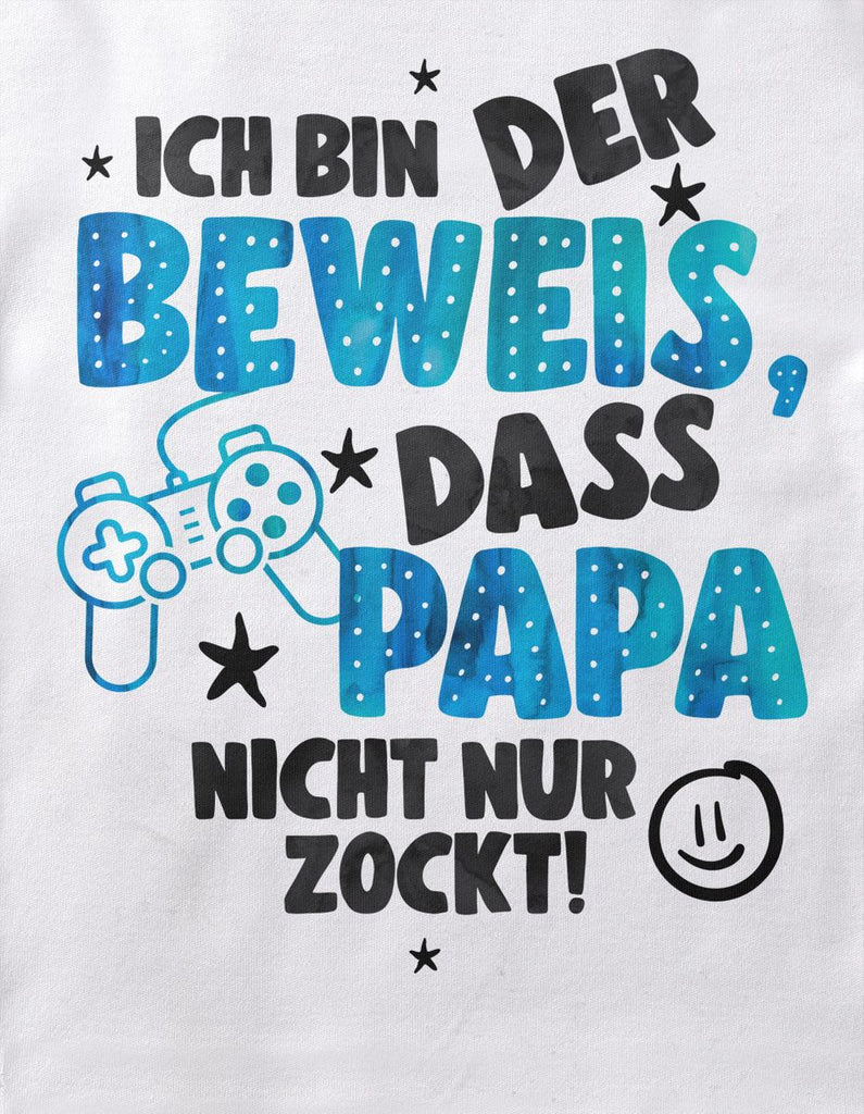 Baby / Kinder Longsleeve langarm Ich bin der Beweis, dass Papa nicht nur zockt blau - von Mikalino