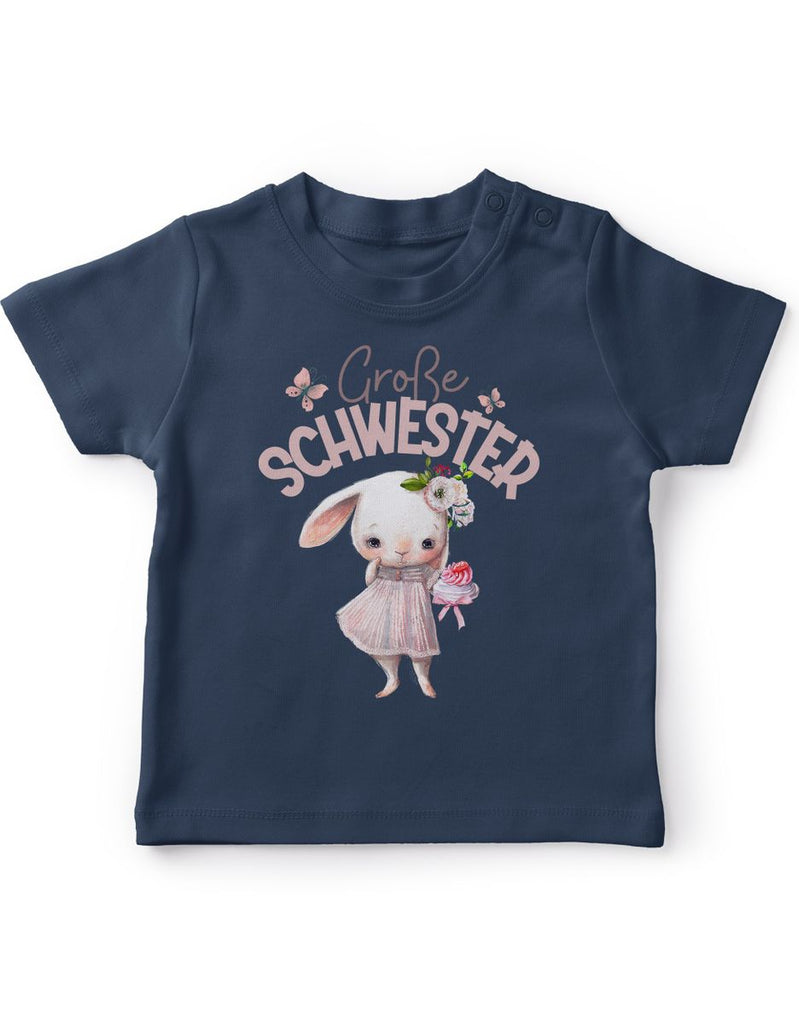 Baby / Kinder T-Shirt kurzarm Große Schwester Hase - von Mikalino