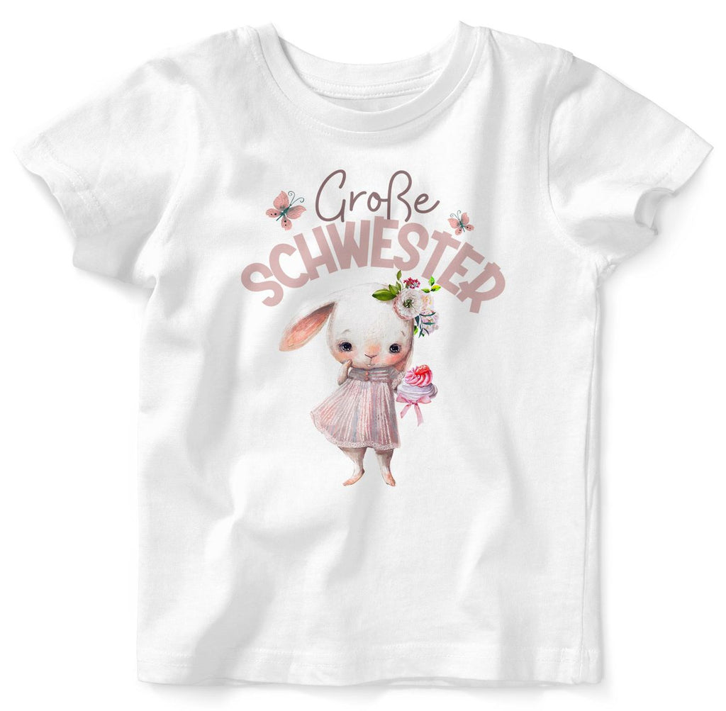 Baby / Kinder T-Shirt kurzarm Große Schwester Hase - von Mikalino