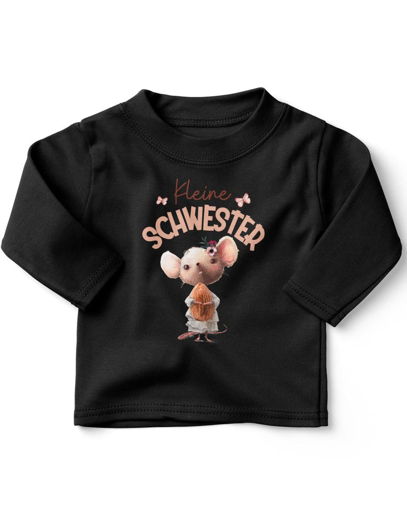 Baby / Kinder Longsleeve langarm Kleine Schwester Maus mit Mandel im Arm - von Mikalino