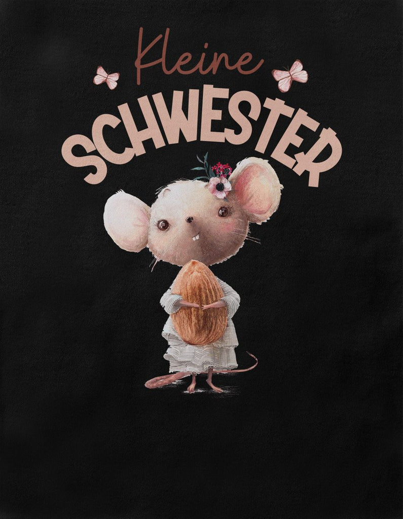 Baby / Kinder Longsleeve langarm Kleine Schwester Maus mit Mandel im Arm - von Mikalino