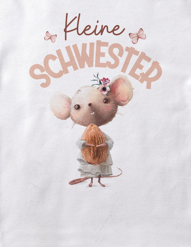 Baby / Kinder Longsleeve langarm Kleine Schwester Maus mit Mandel im Arm - von Mikalino