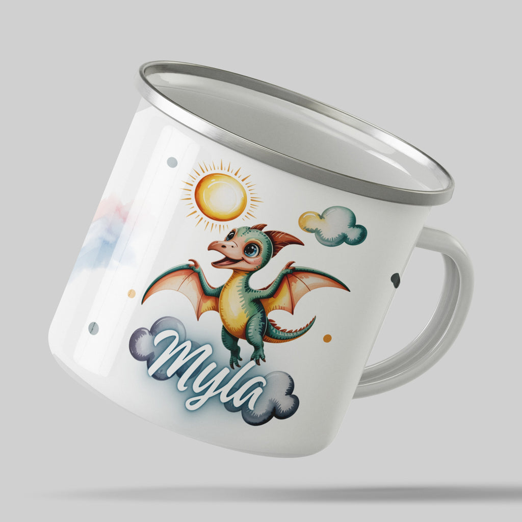 Personalized Dragon Art Enamel Mug Cute Fantasy Gift product