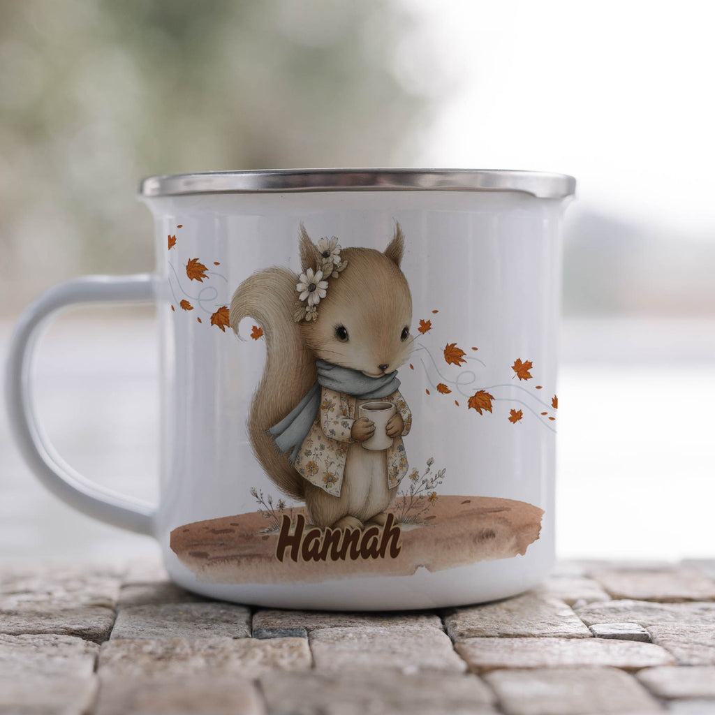 Cute Squirrel Drinking Tea with Hannah Text Mug product