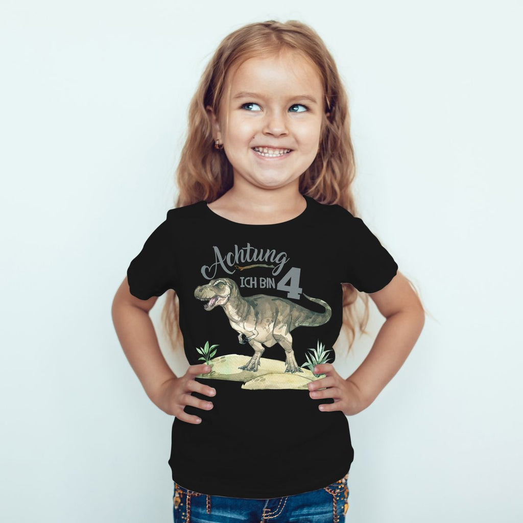 Kinder T-Shirt Achtung ich bin 4 - T-Rex - von Mikalino