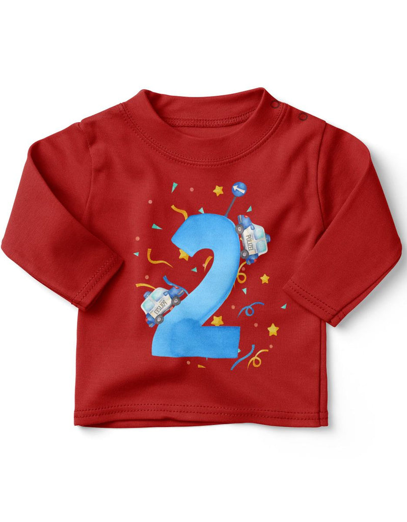 Baby / Kinder Longsleeve mit Spruch Ich bin 2 - Polizei - von Mikalino