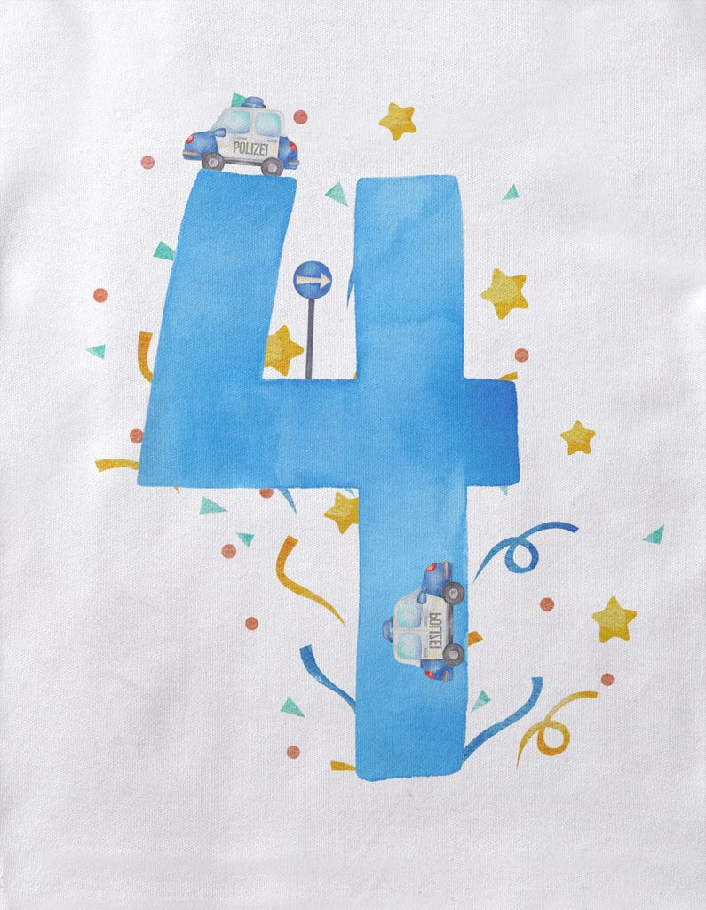 Kinder T-Shirt 4 Geburtstag Polizei - von Mikalino