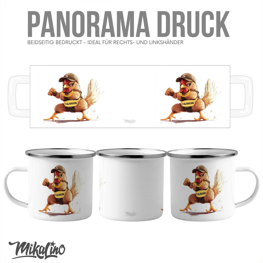 Emaille Tasse Lustiges Hähnchen Grafik Design Tassen Geschenk mit Name personalisiert & Motiv | Geschenkidee (7498) - von Mikalino