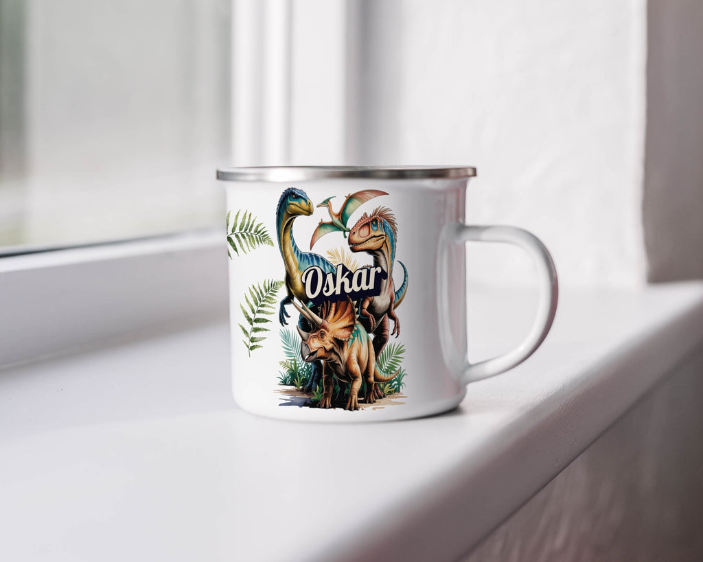 Personalized Dinosaur Themed Enamel Mug product