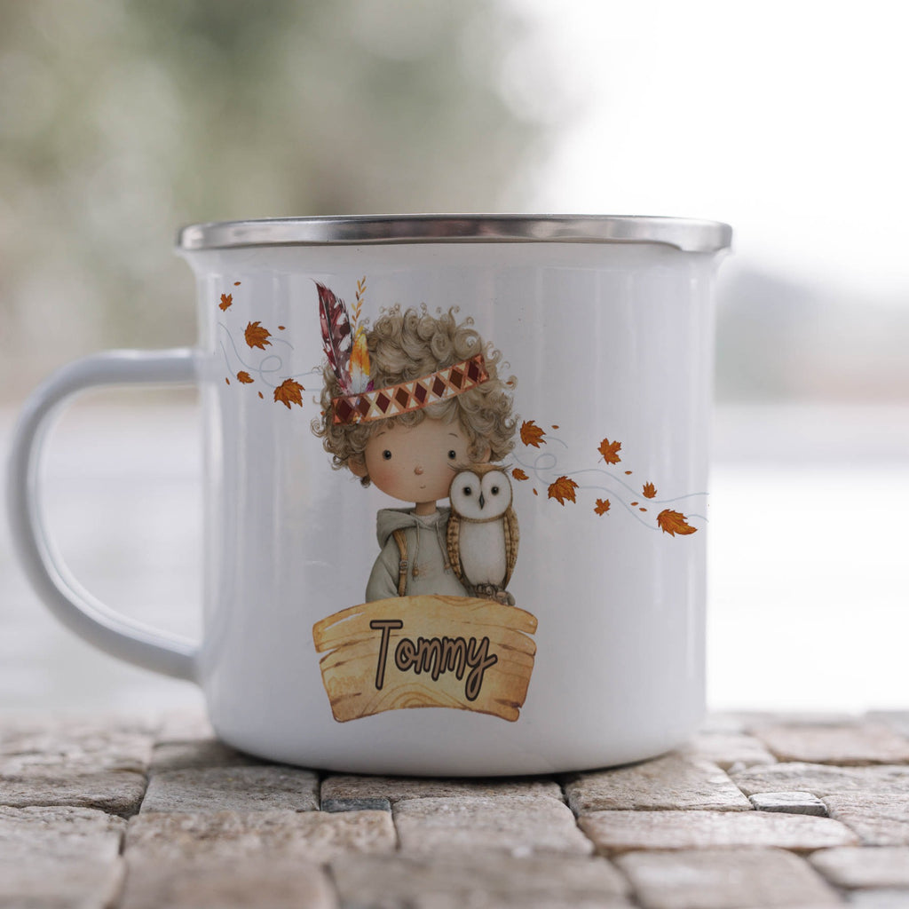 Whimsical Child with Owl Design Mug product