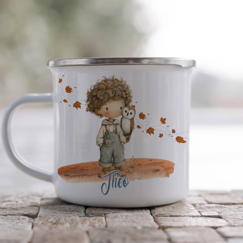 Personalized Theo Child with Owl Mug product type