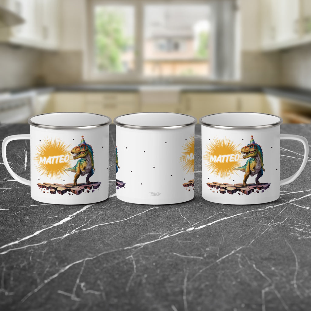 Personalized Dinosaur Matteo Enamel Mug Kids Camping Cup product