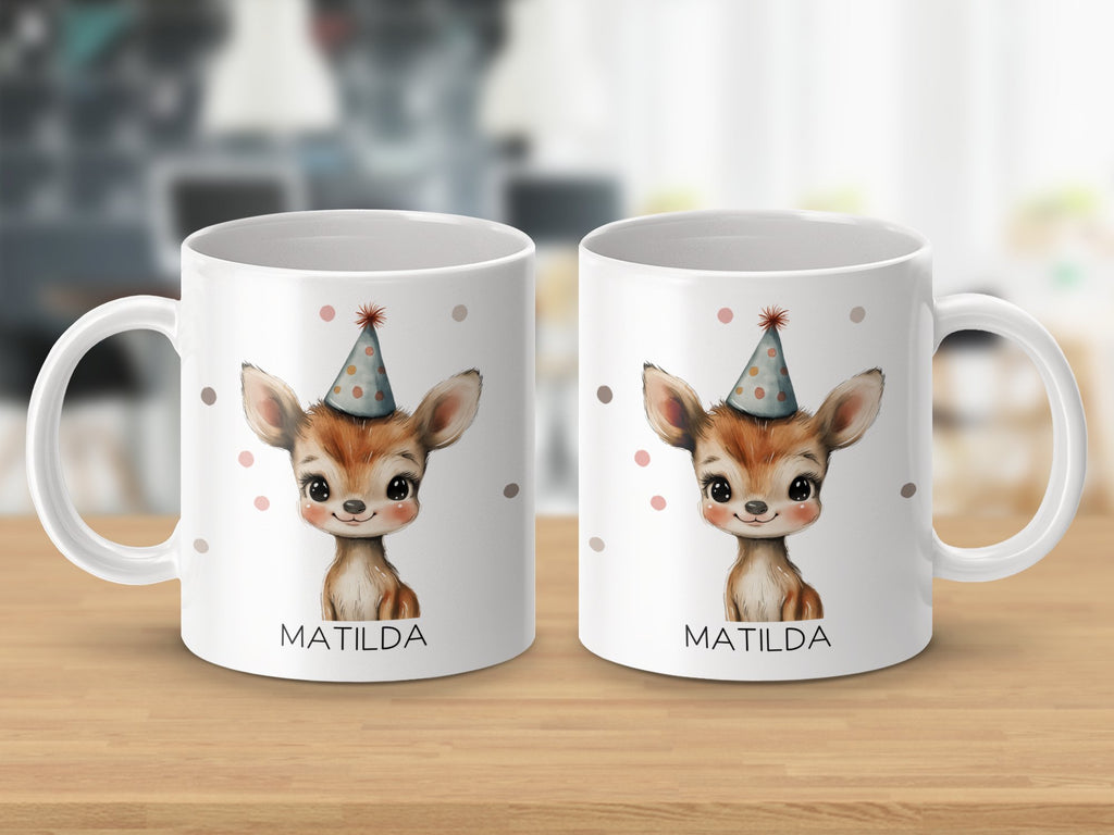 Keramik Tasse mit Wunschname süßes Reh Design - von Mikalino