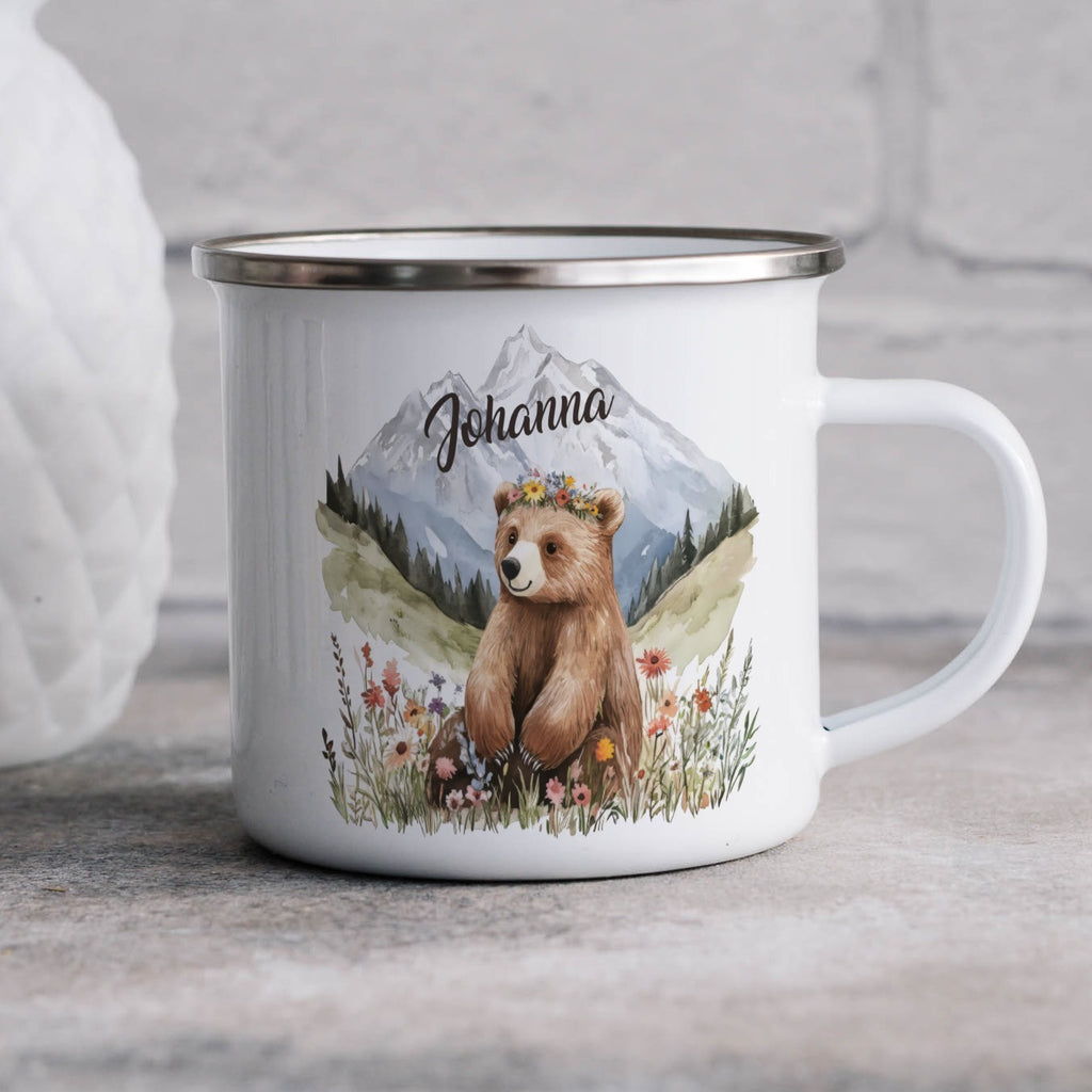 Personalized Bear with Mountain and Flowers Mug product