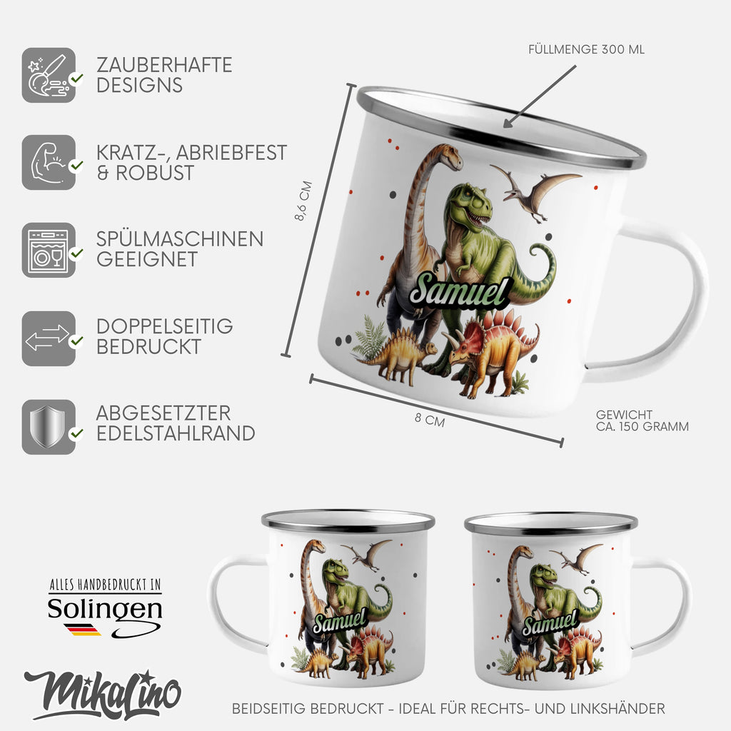 Colorful Dinosaur-Themed Mug With Personalized Name Product
