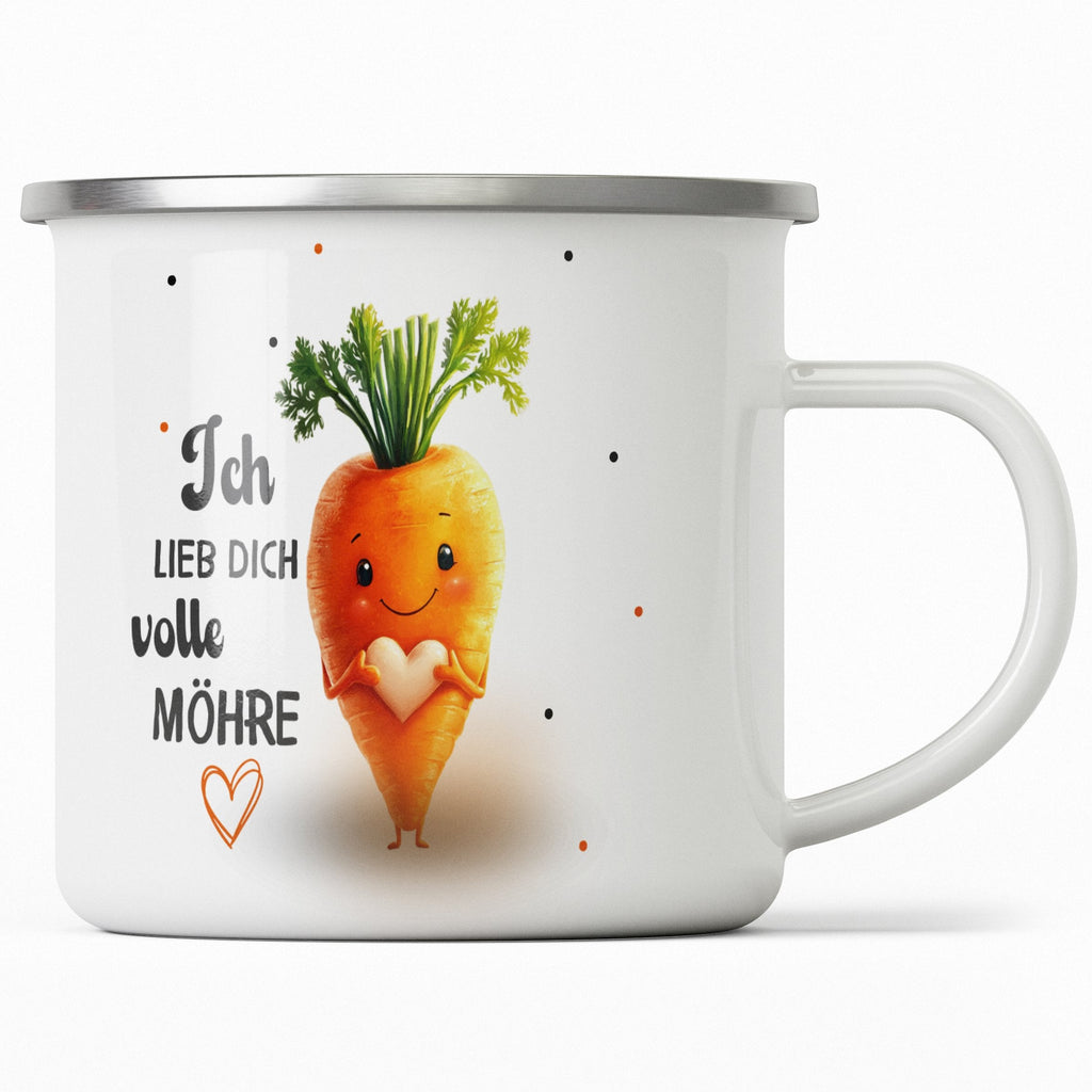 Emaille Tasse Ich lieb dich volle Möhre lustige Karotten mit Name personalisiert & Motiv | Geschenkidee (7488) - von Mikalino