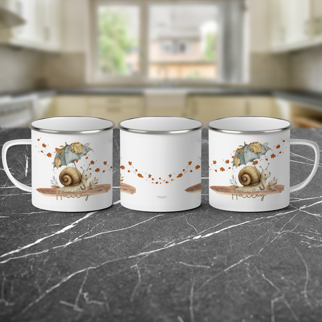 Autumn Snail Artwork Enamel Mug Perfect Gift product type