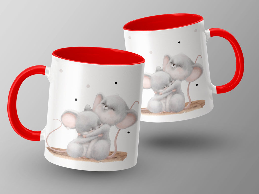 Keramik Tasse Süße Umarmung Mäuse Design - von Mikalino